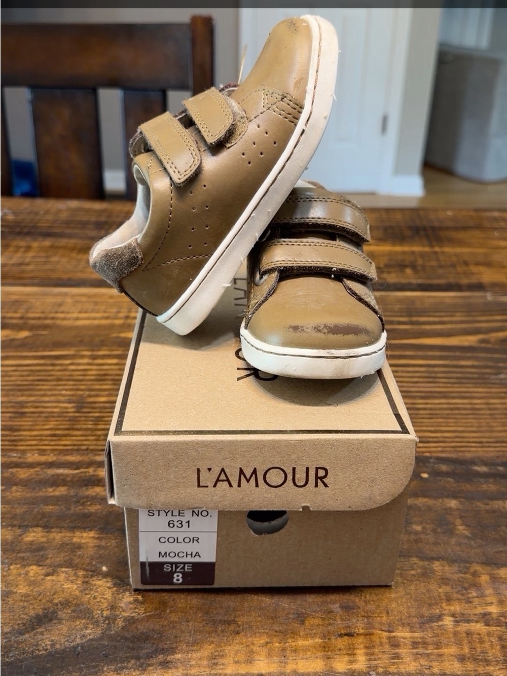 L'Amour Kids Mocha Velcro Casual Sneakers